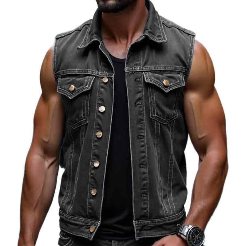 Men's Vintage Washed Single Breasted Vest 03967965X