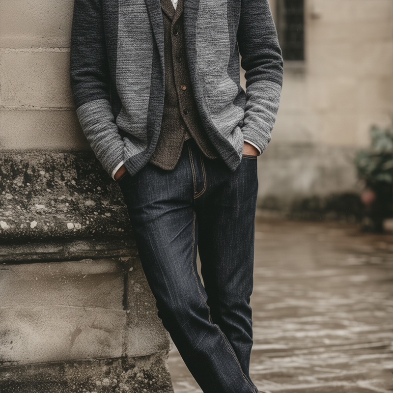 Men's Winter Retro Stitching Faux Cashmere Knit Cardigan MTA1671J6P