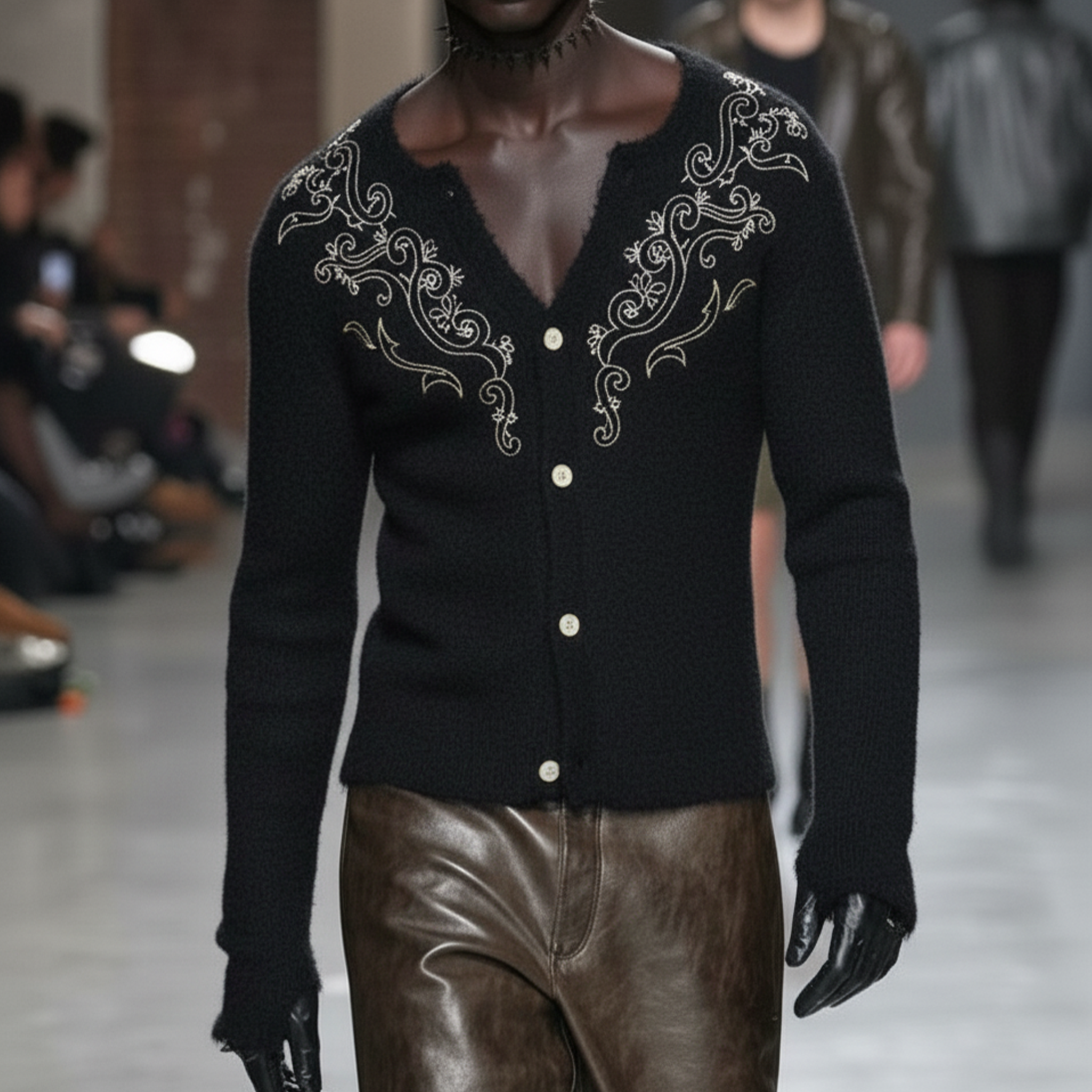 Men's Classic Vintage Embroidered Knit Cardigan MTA0522L3K