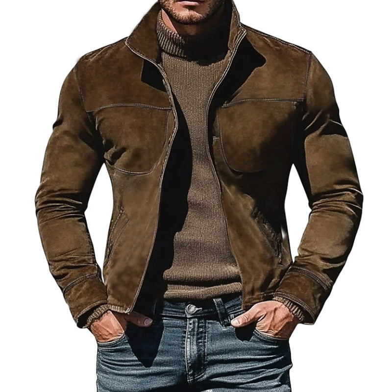 Veste à col montant en daim pour hommes 67773897U