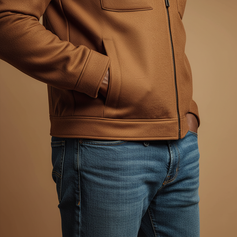 Men's Clothing Contrast Color Stitching Faux Wool Classic Thin Jacket MTA2742J8P