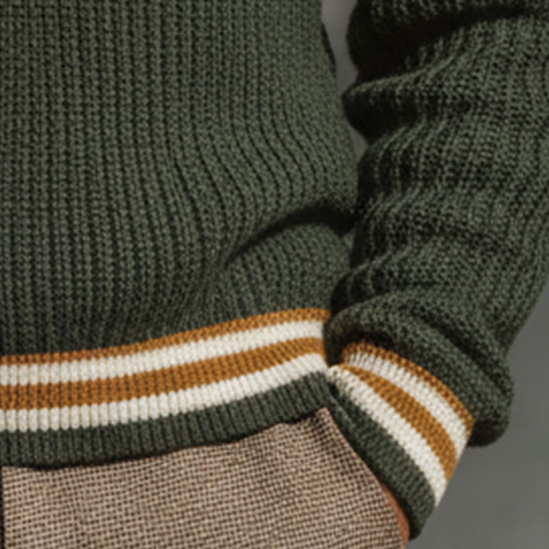 Men's Autumn Fashion Cotton Knitted Contrast Color V-Neck Sweater MTA1736I9P