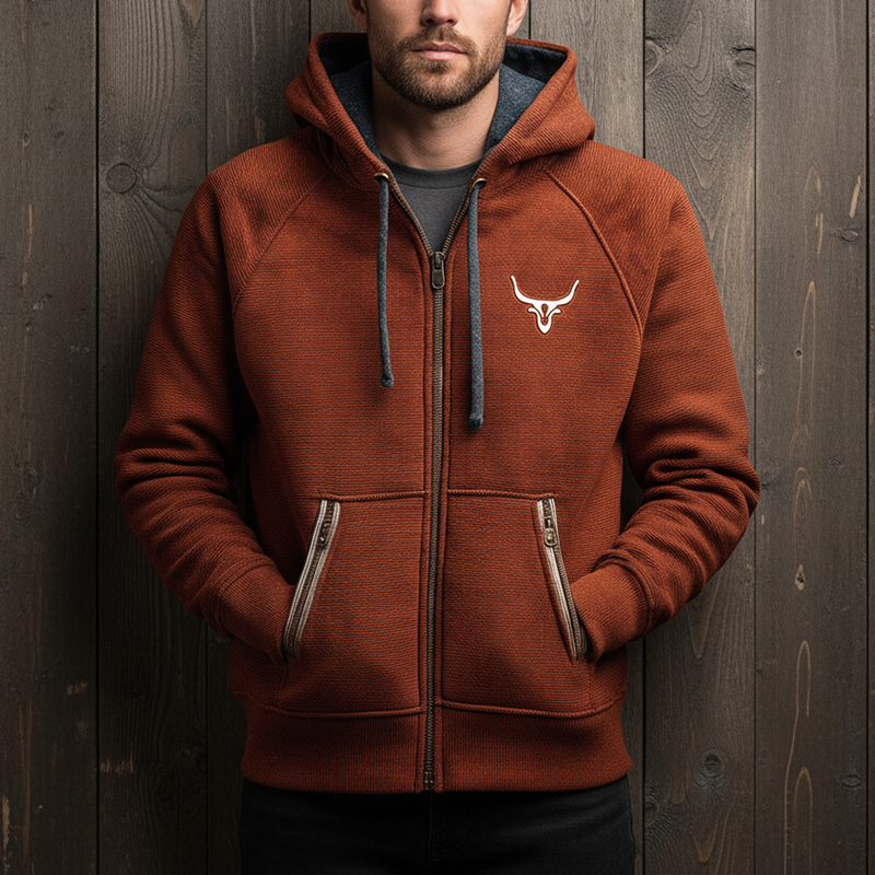 Men's Vintage Striped Cotton Blend Hooded Zipper Sweatshirt MTA2712J7P