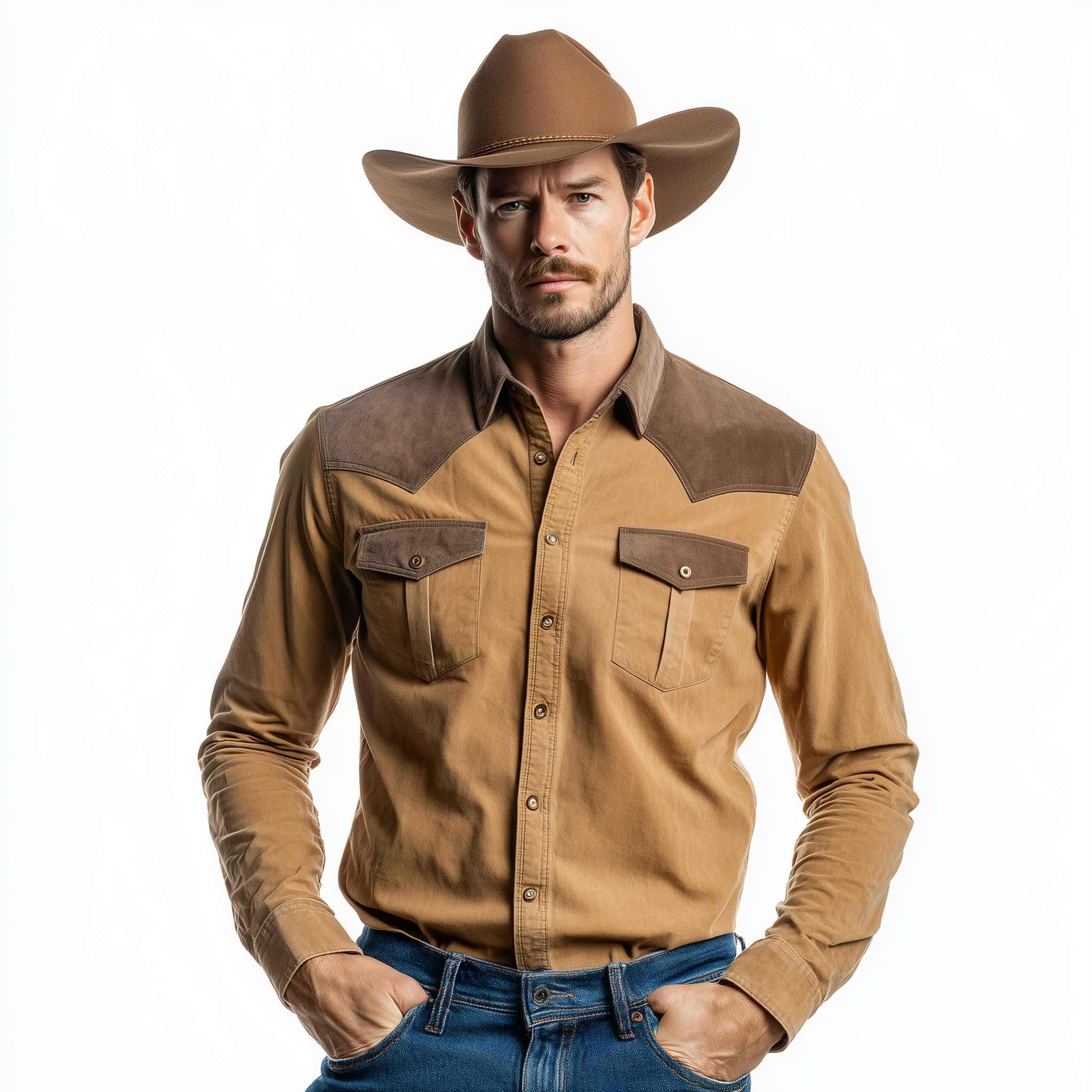 Men's Classic Casual Shoulder Panel Suede Slim Fit Cotton Blend Long Sleeve Shirt MTA2204H3K