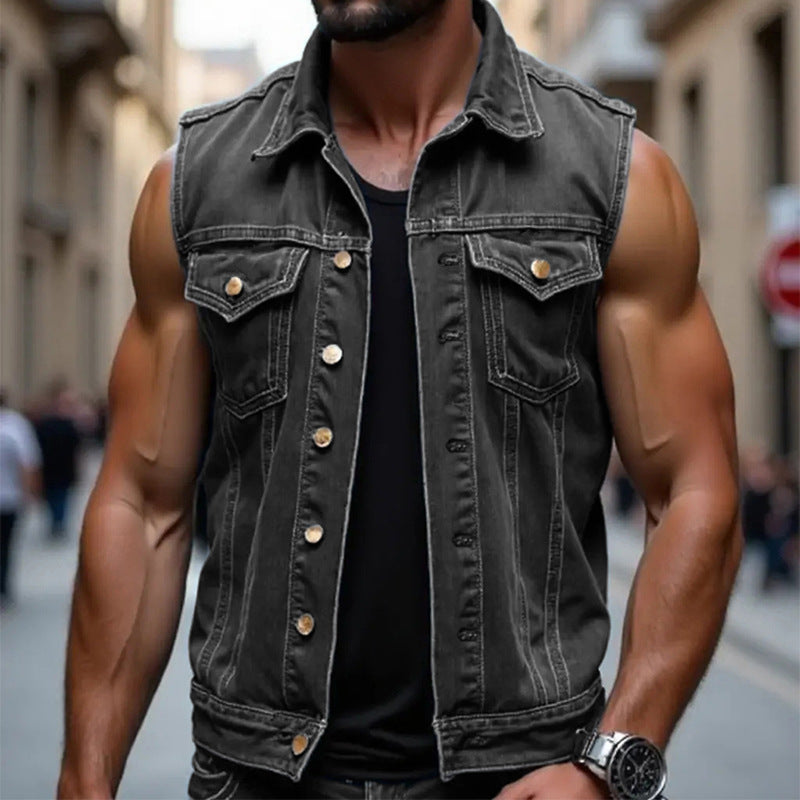 Men's Vintage Washed Single Breasted Vest 03967965X