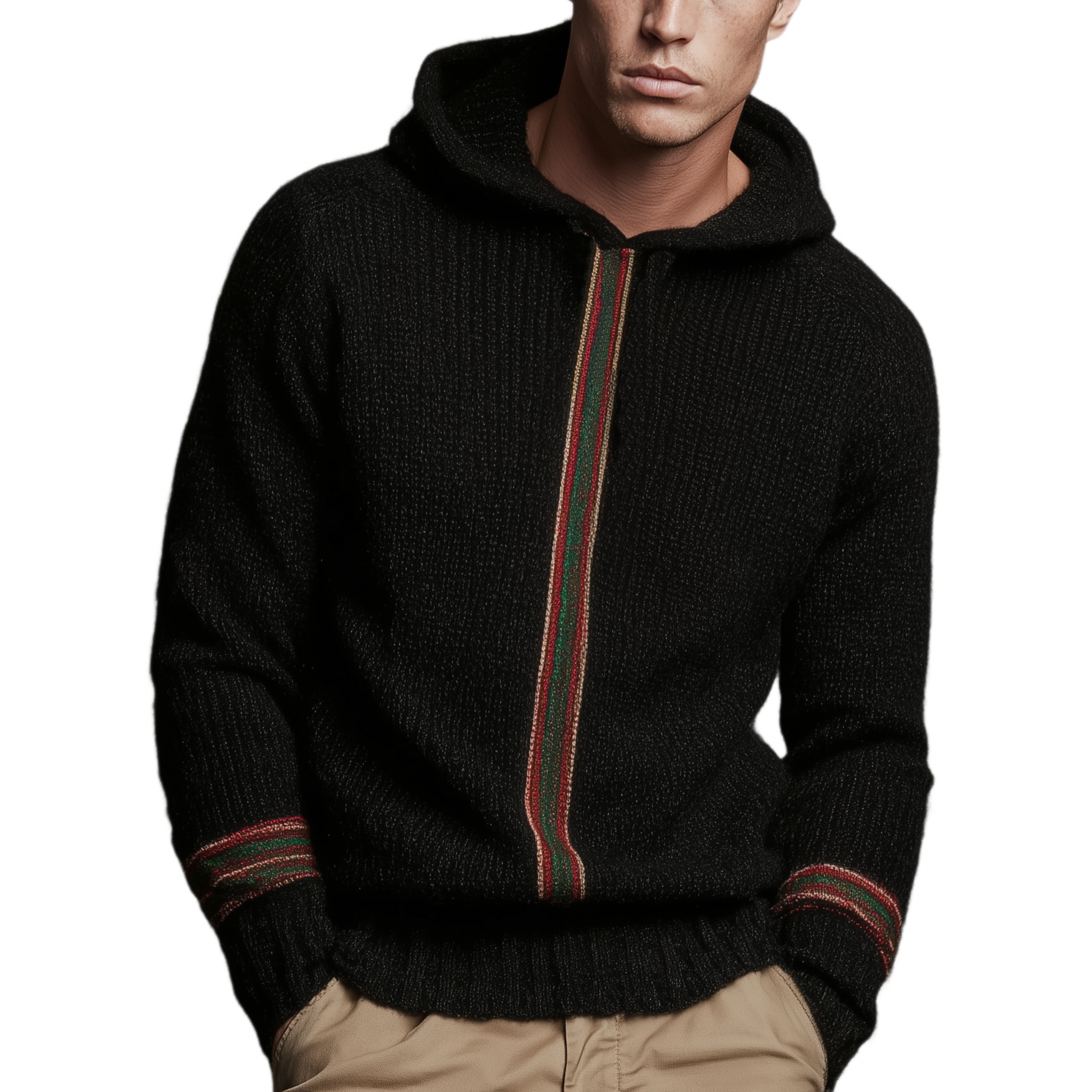 Men's Classic Casual Contrast Striped Hooded Sweater MTA2974I6K