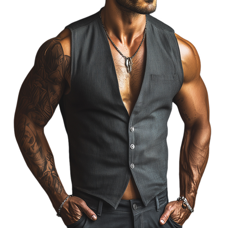 Men's Vintage Casual Single Breasted Vest 84192058TO