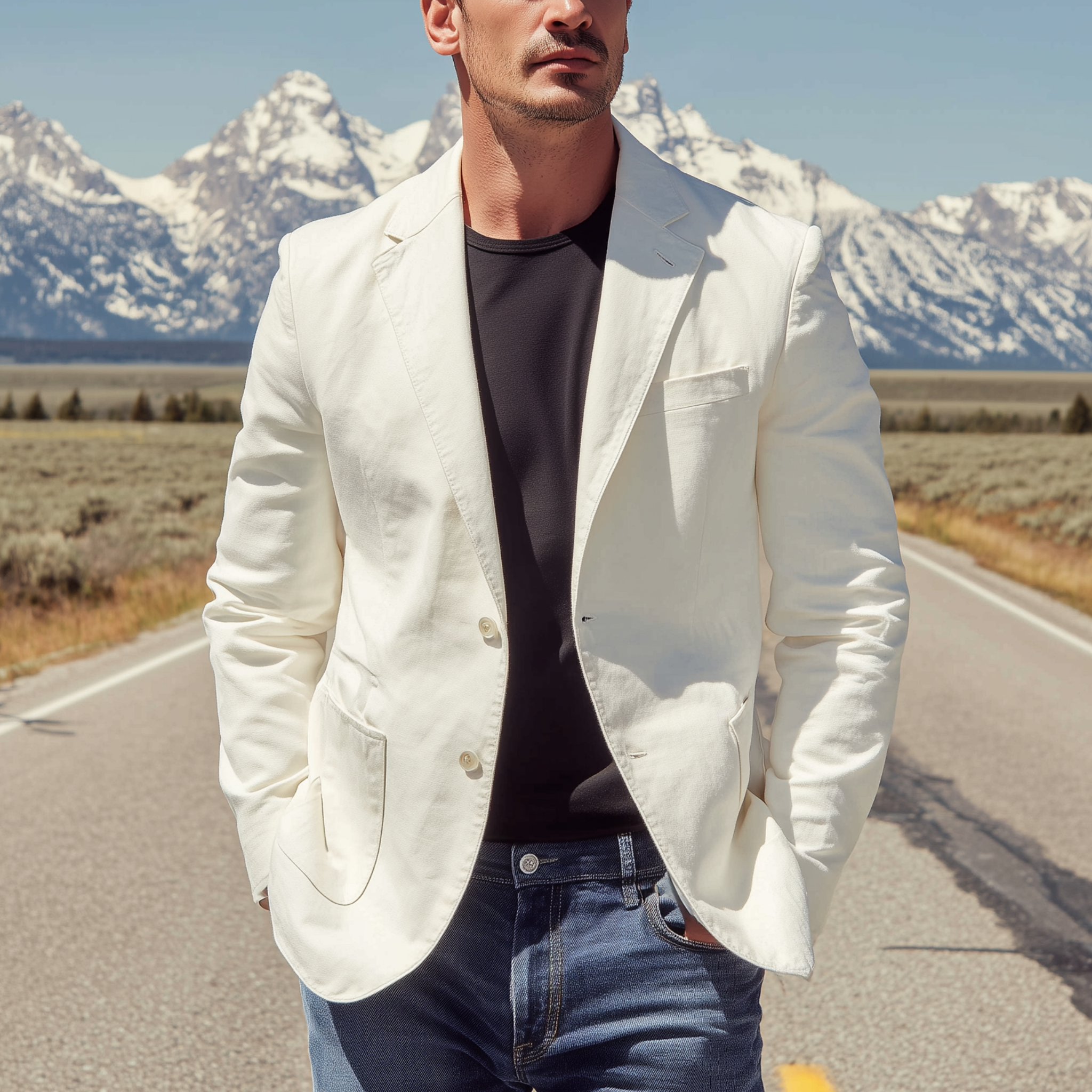 Men's Classic Casual Solid Cotton Blend Single-breasted Blazer MTA0523H1K