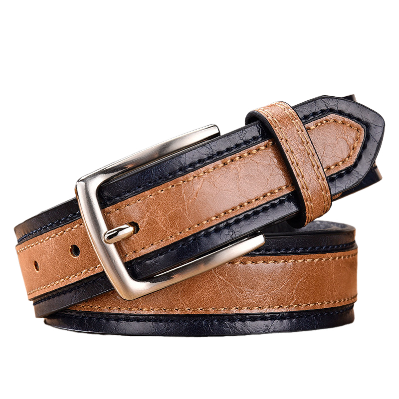 Men's Vintage Colorblock Pin Buckle Leather Belt 71650113U