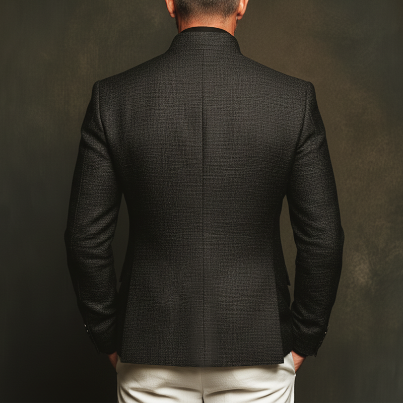 Men's Classic Textured Stand Collar Single-breasted Slim-fit Jacket MTA2804J9U