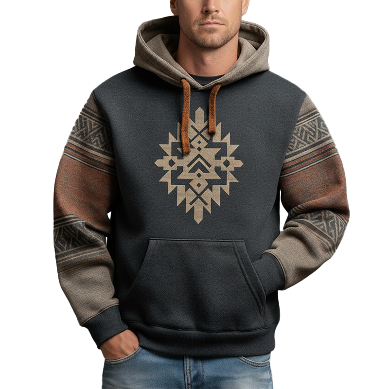Men's Winter Vintage Polyester Blend Printed Hooded Sweatshirt MTA2328J2P