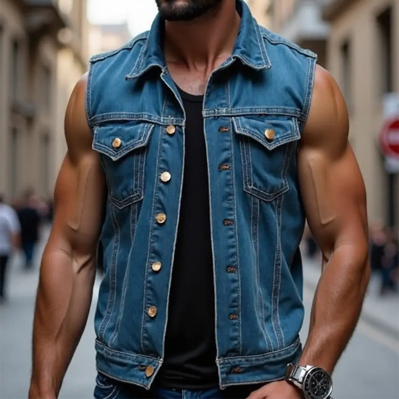 Men's Vintage Washed Single Breasted Vest 03967965X