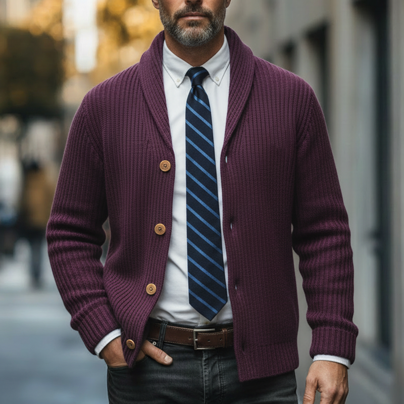 Men's Winter Retro Cotton Yarn Knitted Button Cardigan MTA1948L0P