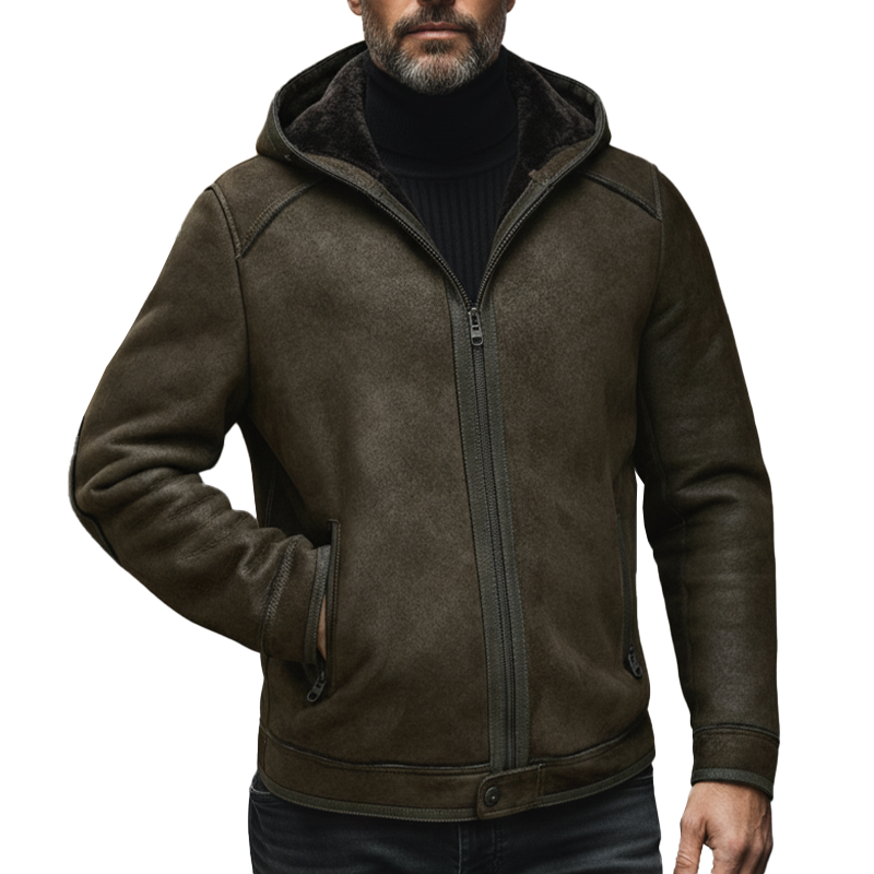 Men's Winter Retro Faux Suede Lined Zippered Warm Jacket MTA2488K3P