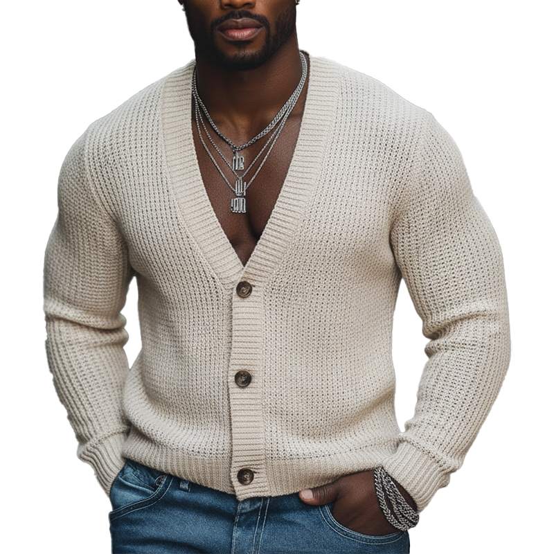 Men's Spring Fashion Cotton Knit Button-up Cardigan MTZ0999A5P