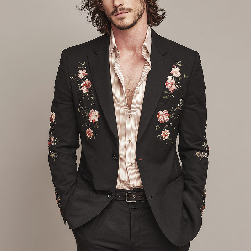 Men's Simple Fashion Embroidered Wedding Blazer MTA1536H1P