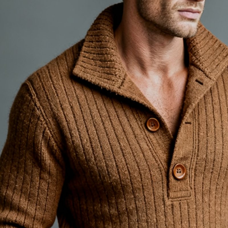 Men's Retro Casual Knitted Striped Lapel Pullover Sweater MTA1579J5TO