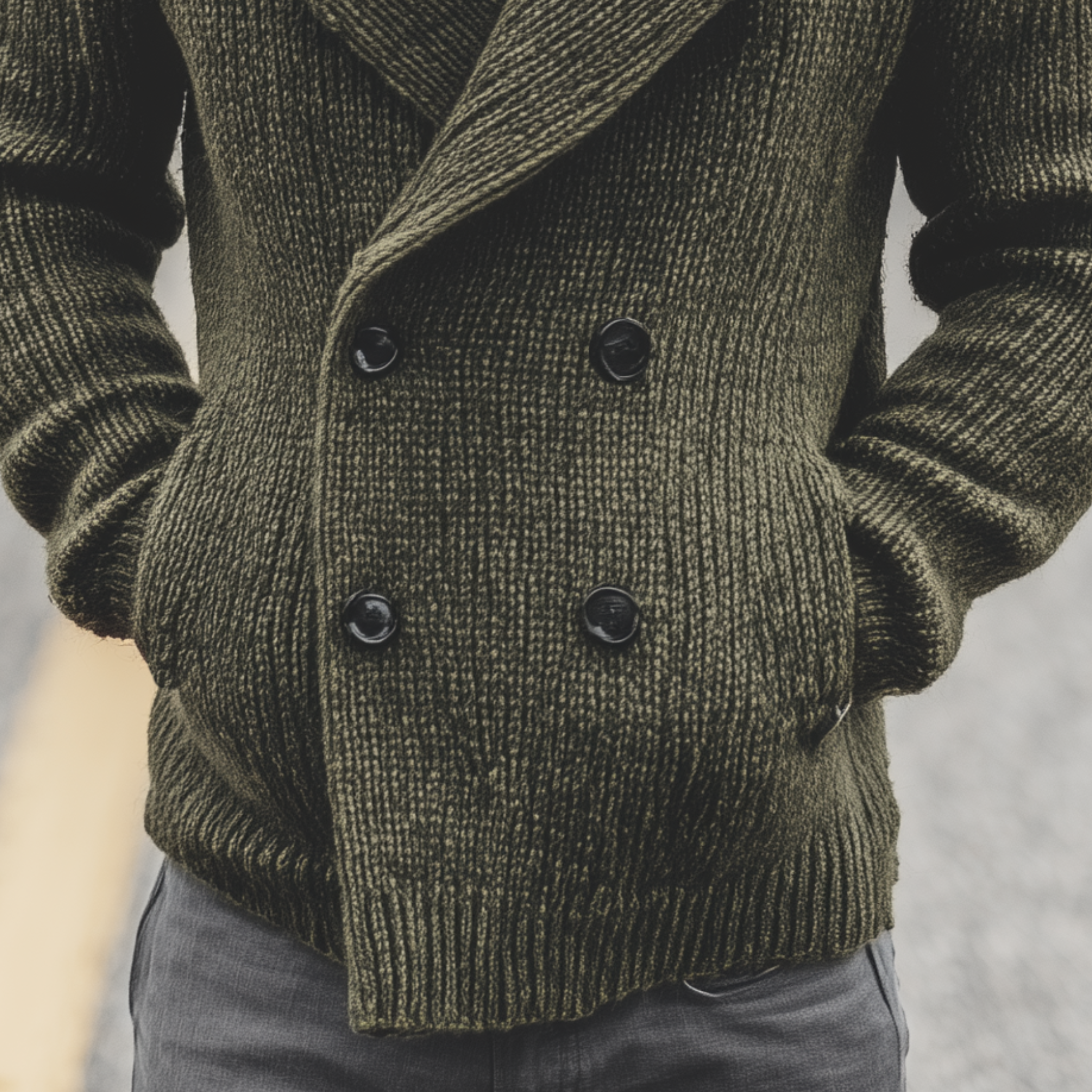 Men's Classic Casual Western Tough Style Lapel Double-breasted Knitted Cardigan MTA0843I9K