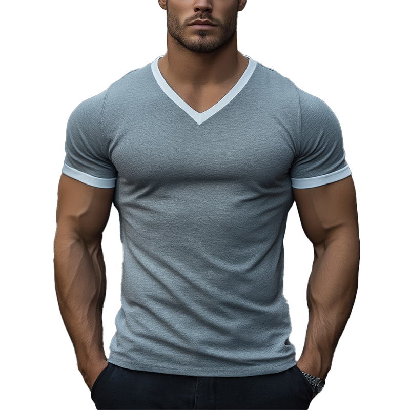 Men's Summer Fashion Slim Fit Knitted Short Sleeve T-shirt MTA2249G6P