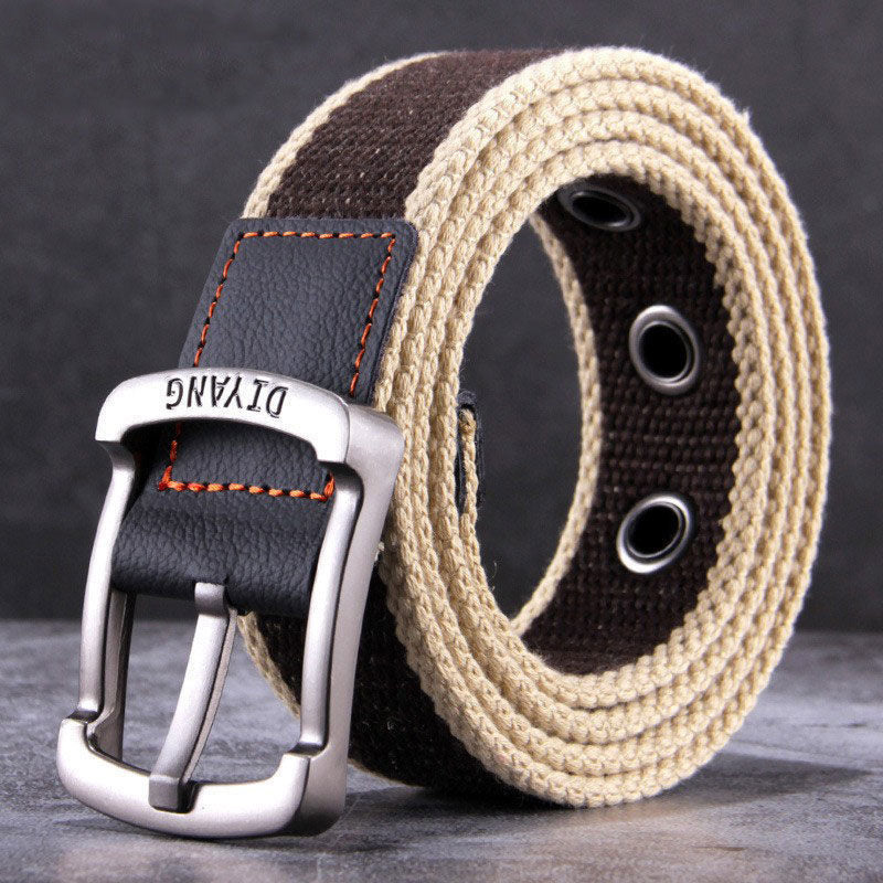 Men's Casual Canvas Leather Pin Buckle Belt MTA2217D6U