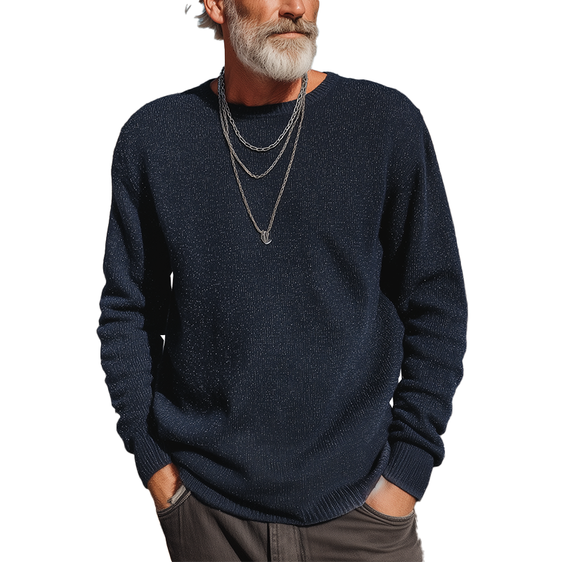 Men's Autumn Fashion Mixed Color Knitted Round Neck Thin Sweater MTA1207I3P