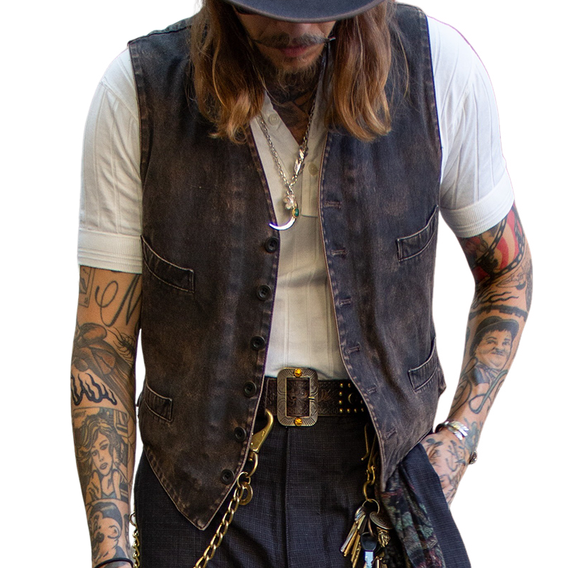 Men's Retro Casual Washed Distressed Vest MTA0989I5TO