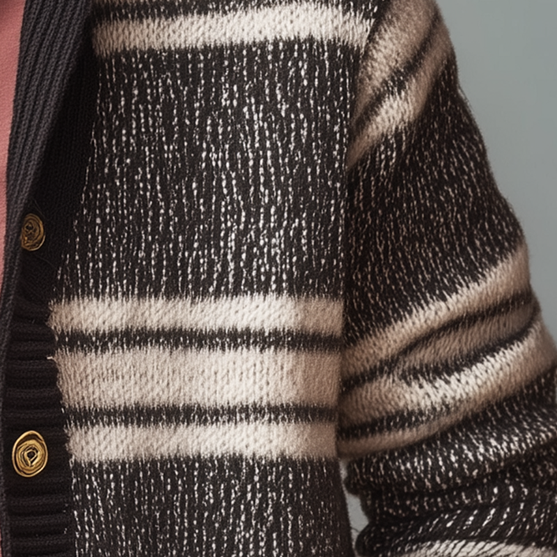 Men's Autumn Fashion Retro Striped Knitted Cardigan MTA0841H8P