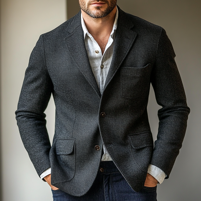 Men's Twill Blend Solid Color Blazer MTA2200H1X