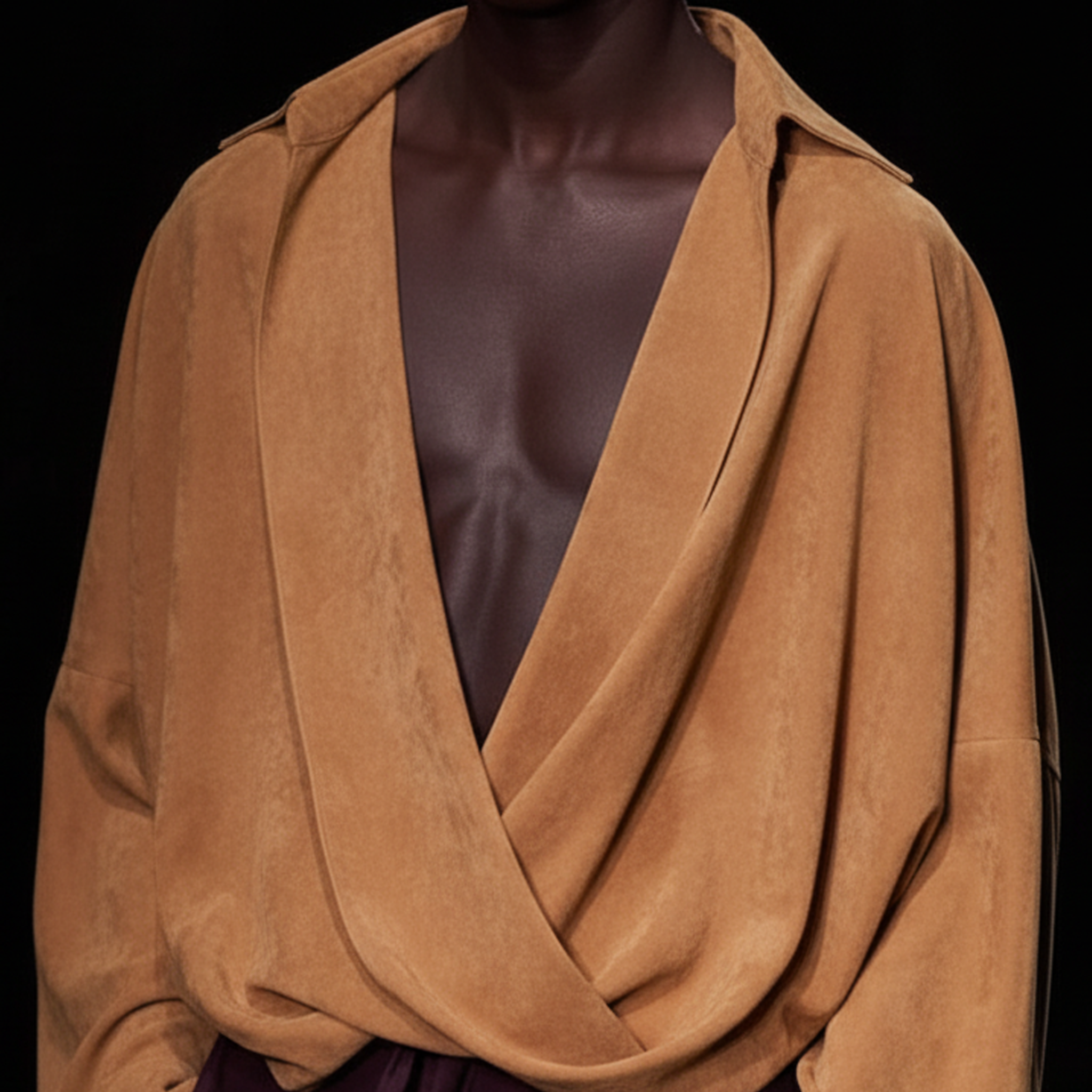 Men's Vintage-style Sexy Deep V-neck Faux Suede Long-sleeved Shirt MTA0803L4K