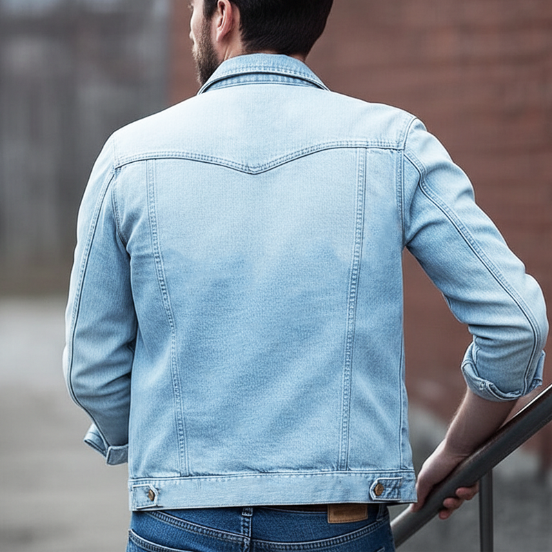 Men's Classic Vintage Light Blue Denim Jacket MTA2669I7U