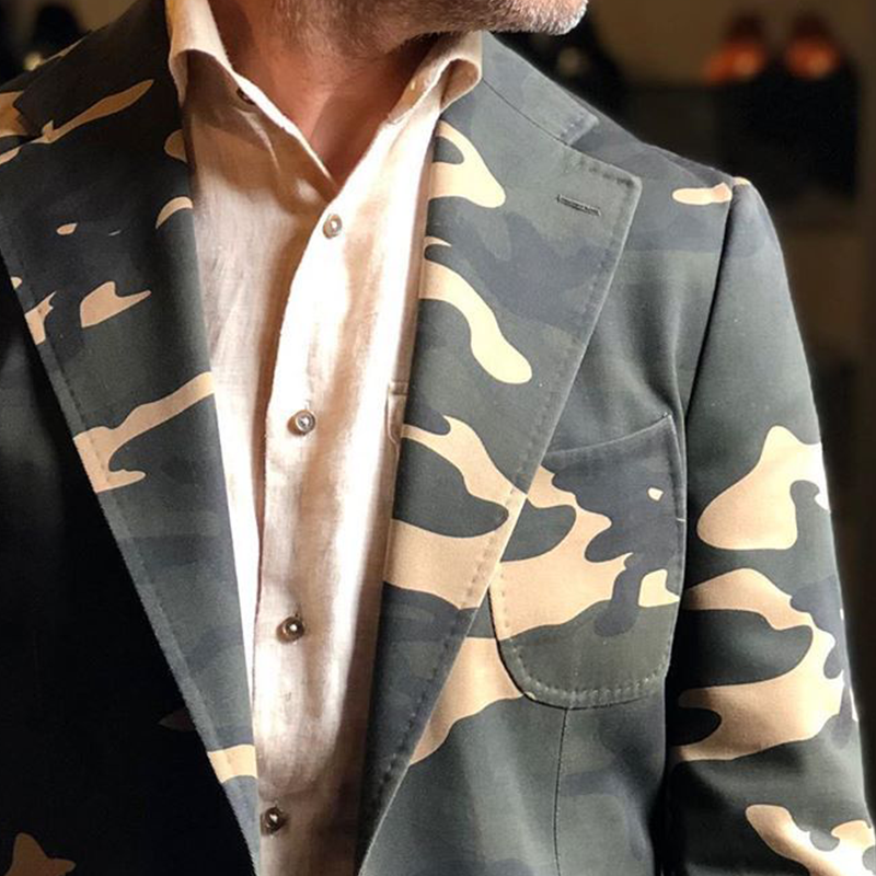Men's Spring And Autumn Classic Camouflage Two-Button Blazer MTA2230G6U