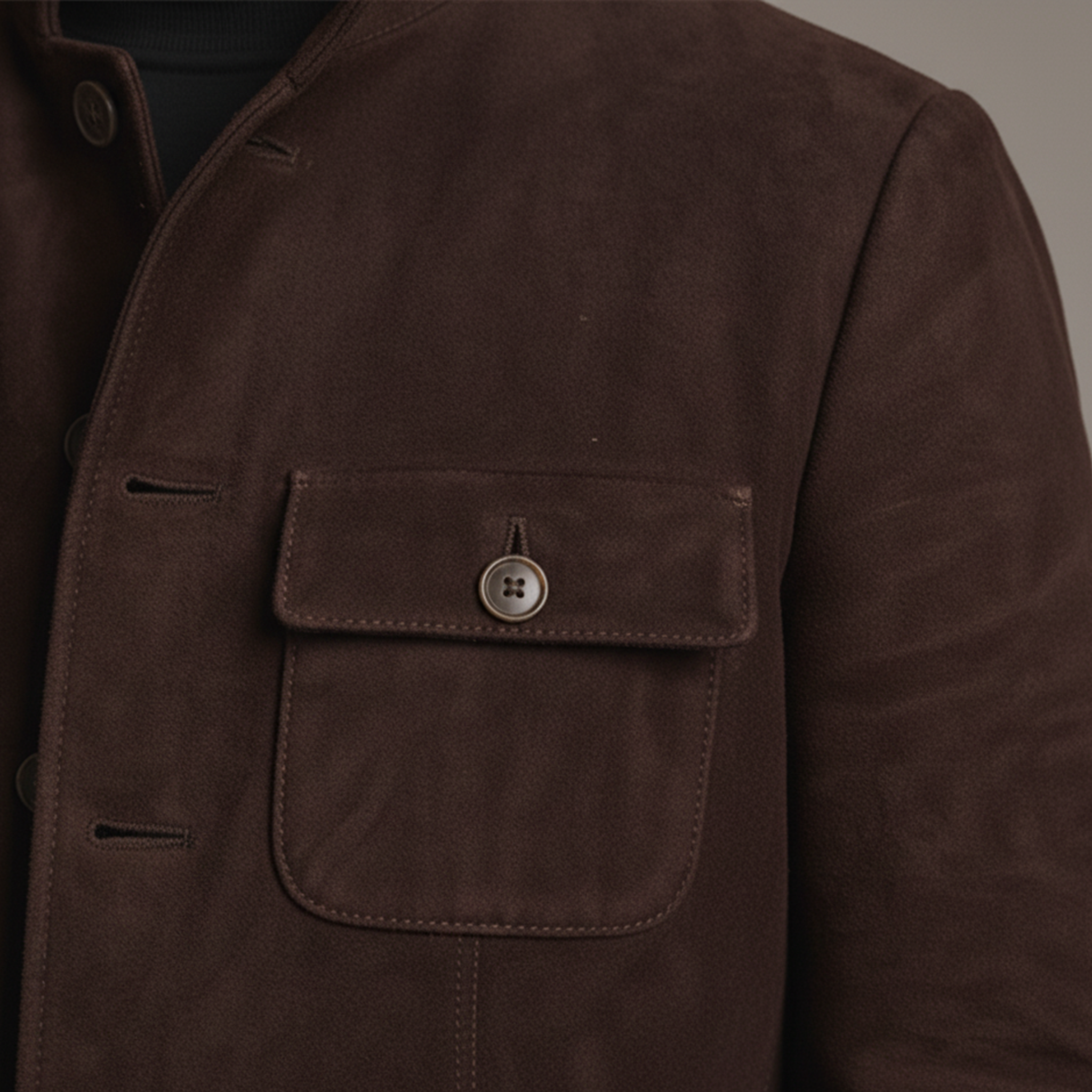 Men's Classic Retro Stand-up Collar Single-breasted Faux Suede Jacket MTA3155J5K