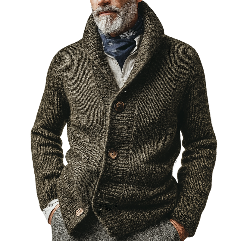 Men's Retro Casual Knitted Button-Up Lapel Cardigan MTA2911K1TO