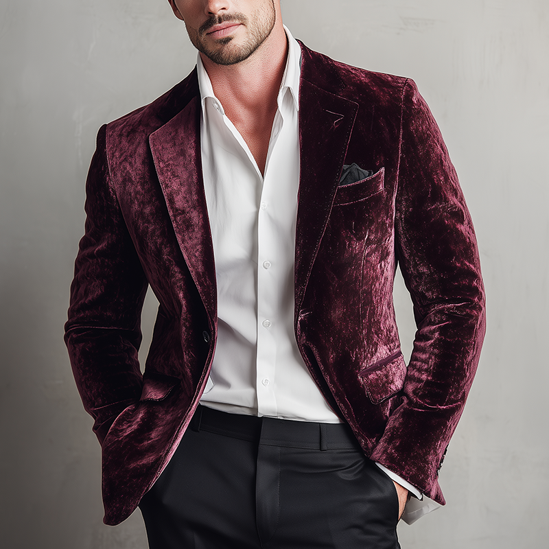 Men's Vintage Elegant Velvet Banquet Blazer MTA1551H0P