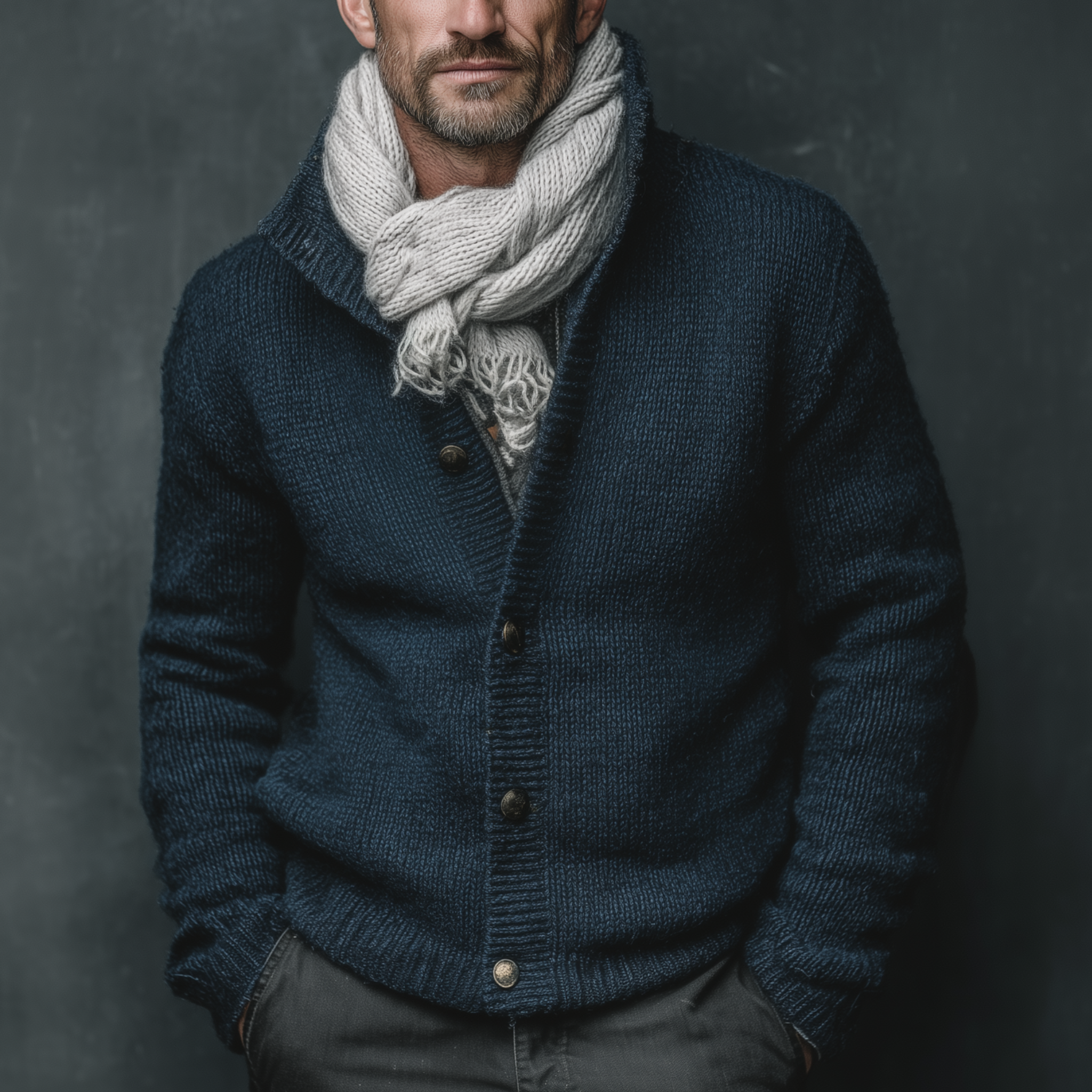 Men's Classic Casual Stand Collar Button Slim Fit Knitted Cardigan MTA1834I5K