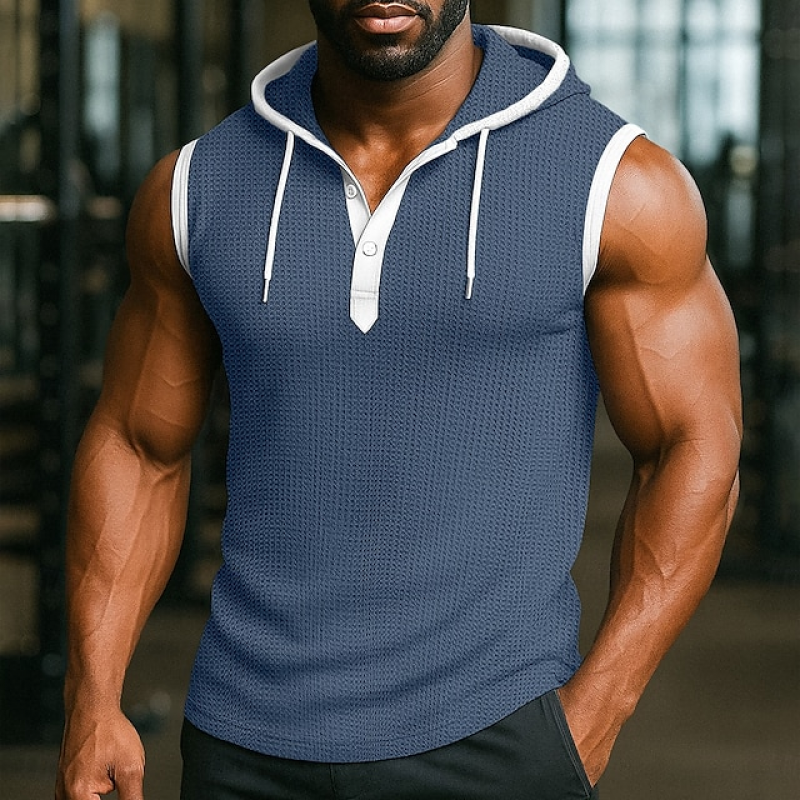 Men's Colorblock Hooded Sleeveless Tank Top MTA0762E3Z