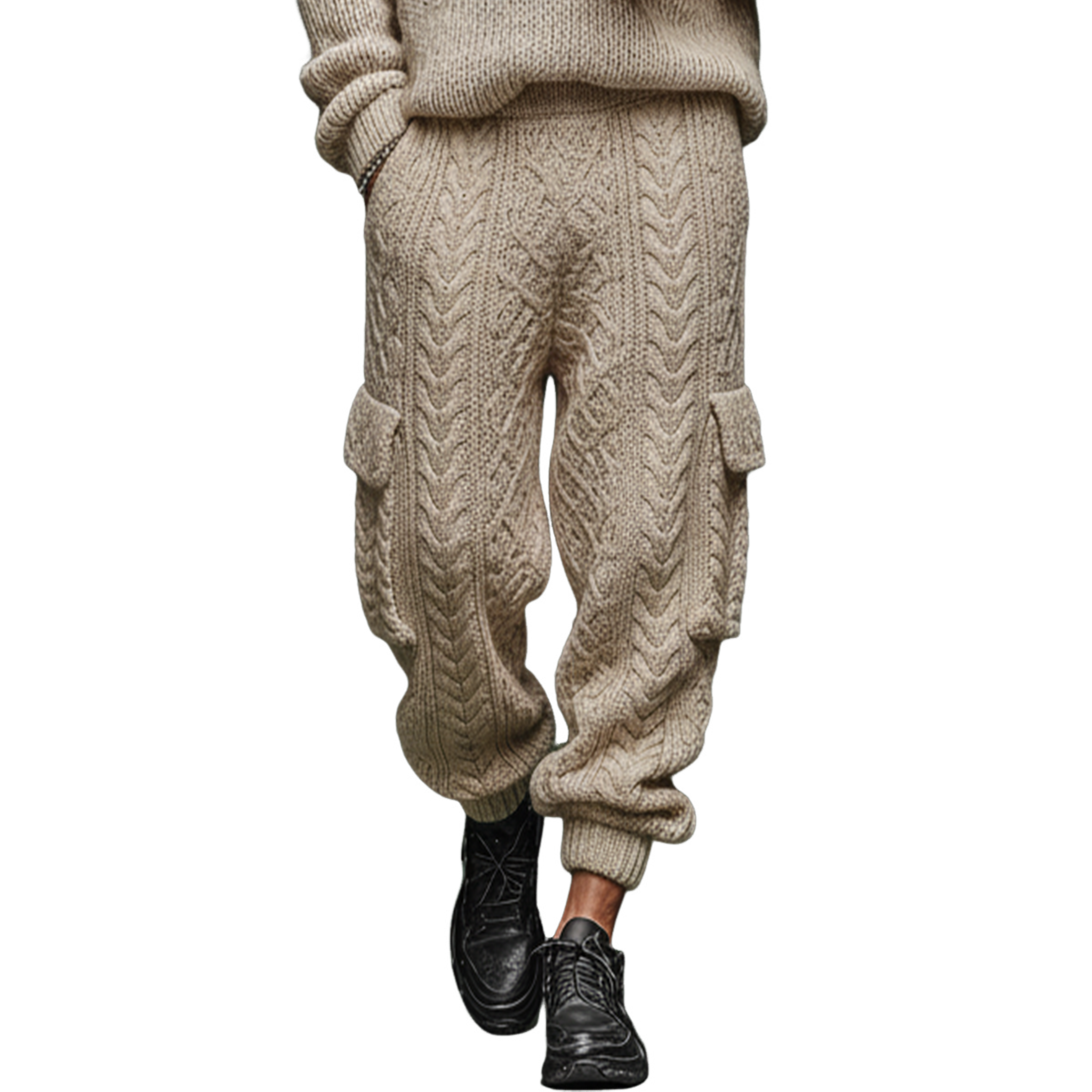 Men's Classic Jacquard Knit Elastic Waist Casual Pants MTA3082J8K