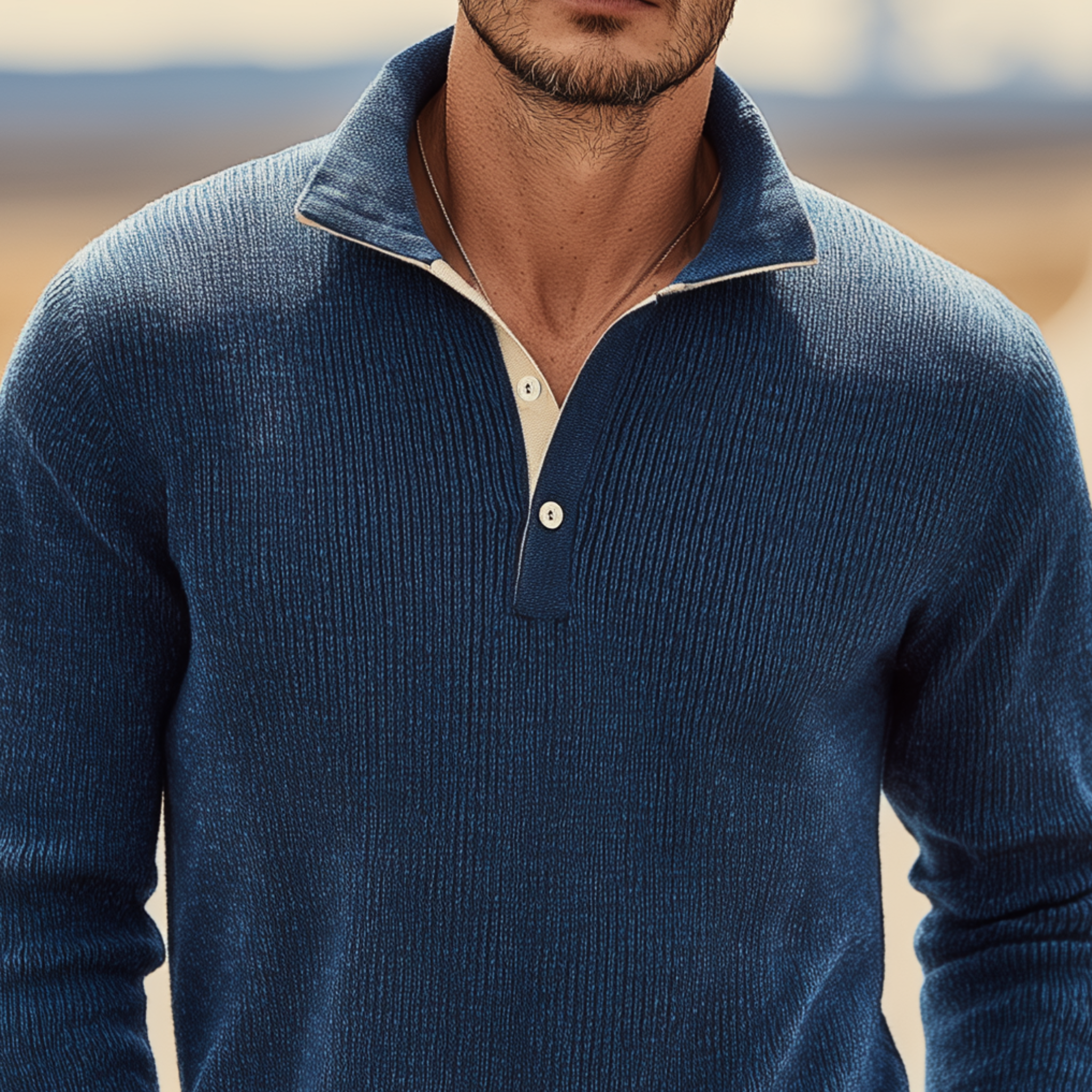 Men's Classic Casual Polo Neck Slim Fit Long Sleeve Sweater MTA0204H8K