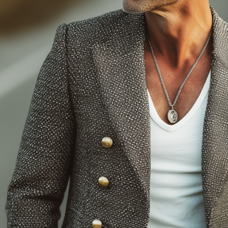 Men's Spring And Autumn Notch Lapel Double-Breasted Blazer MTA1260H1U
