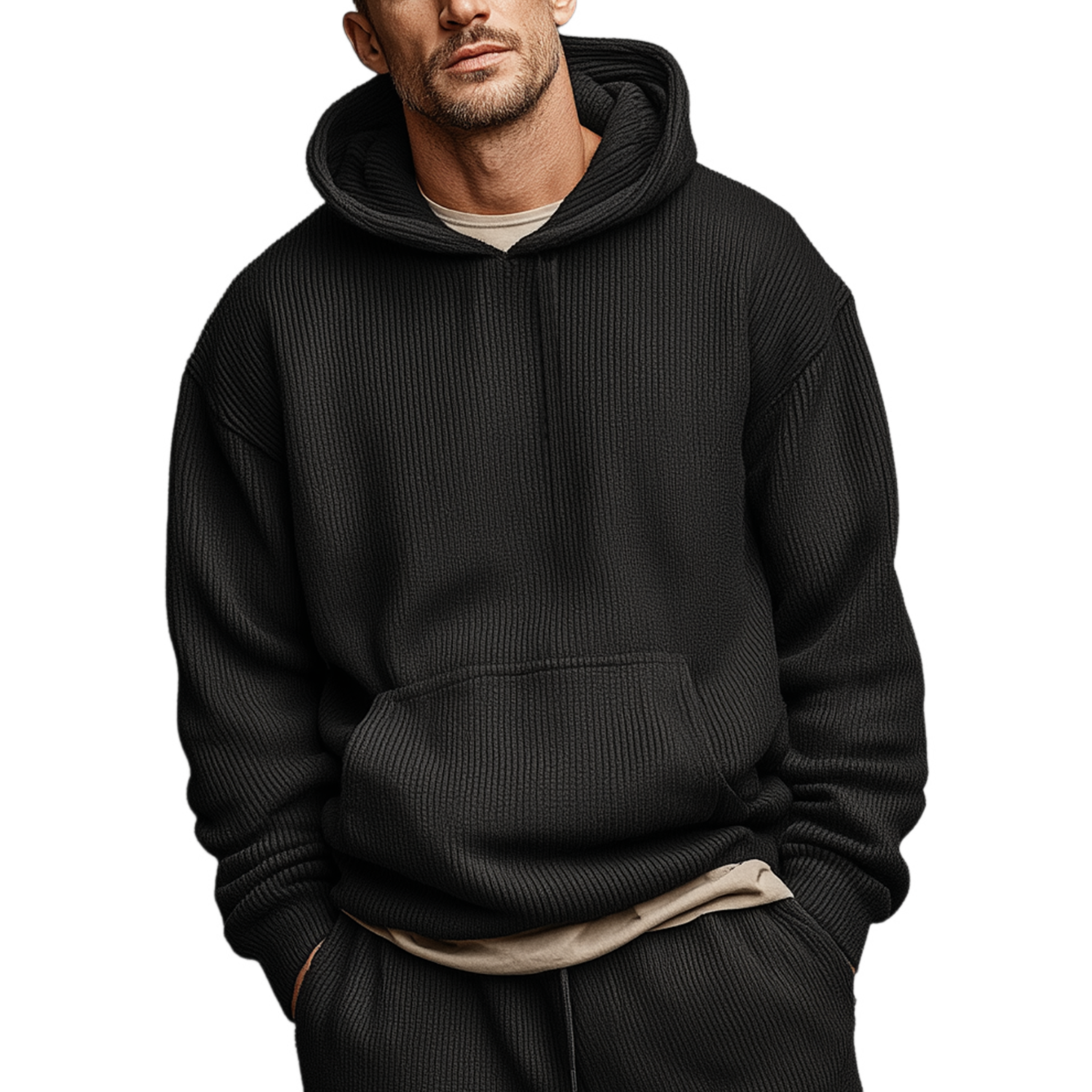 Men's Classic Casual Striped Knit Hoodie MTA1585J7K