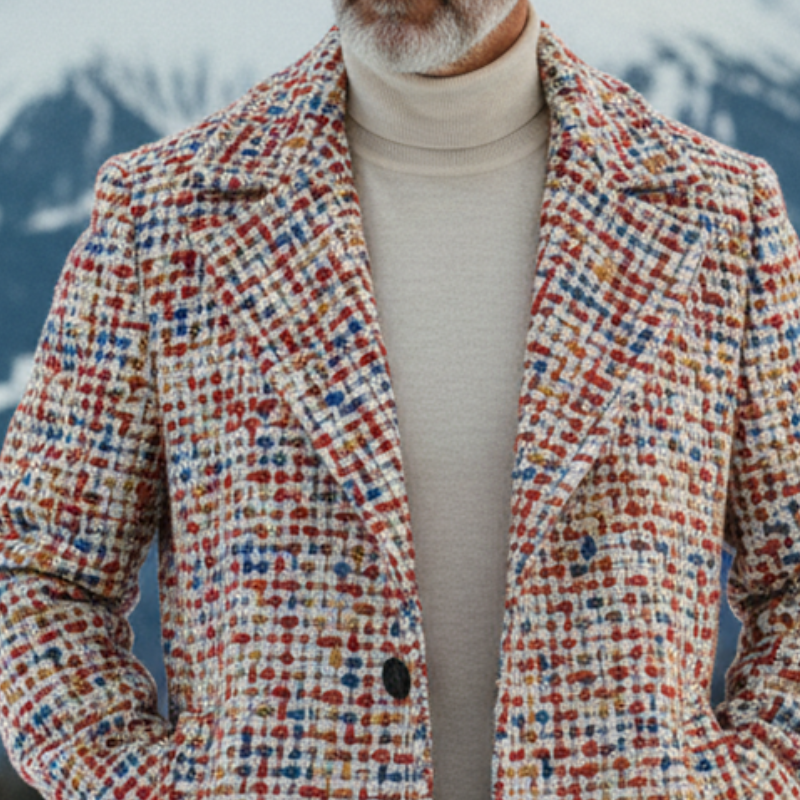 Men's Retro Casual Rainbow Faux Tweed Lapel Coat MTA2509I8TO