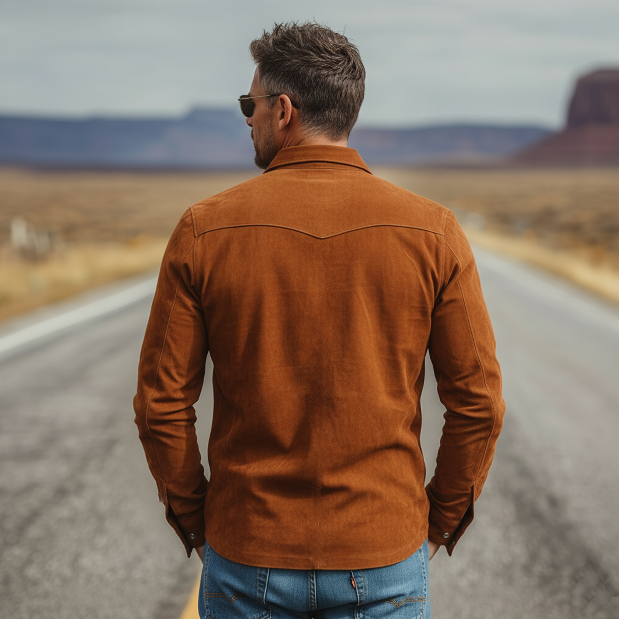 Men's Classic Casual Faux Suede Long-sleeved Shirt MTZ0957A1K