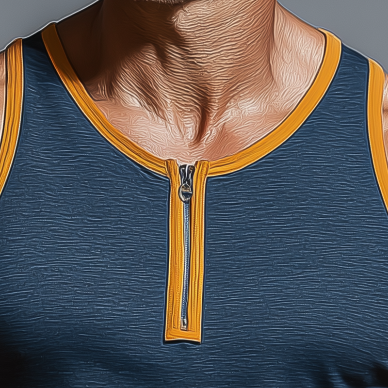 Men's Summer Fashion Contrast Color Decorated Sleeveless Tank Top MTA1077G9P