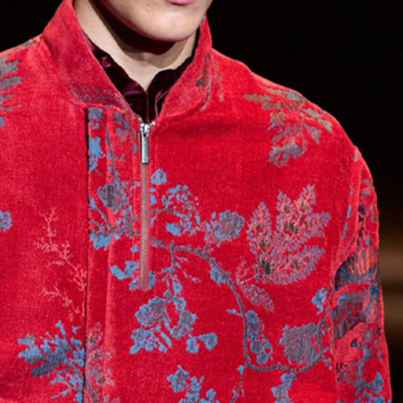 Men's Stand-up Collar Ethnic Print Suede Jacket MTA1750I3U