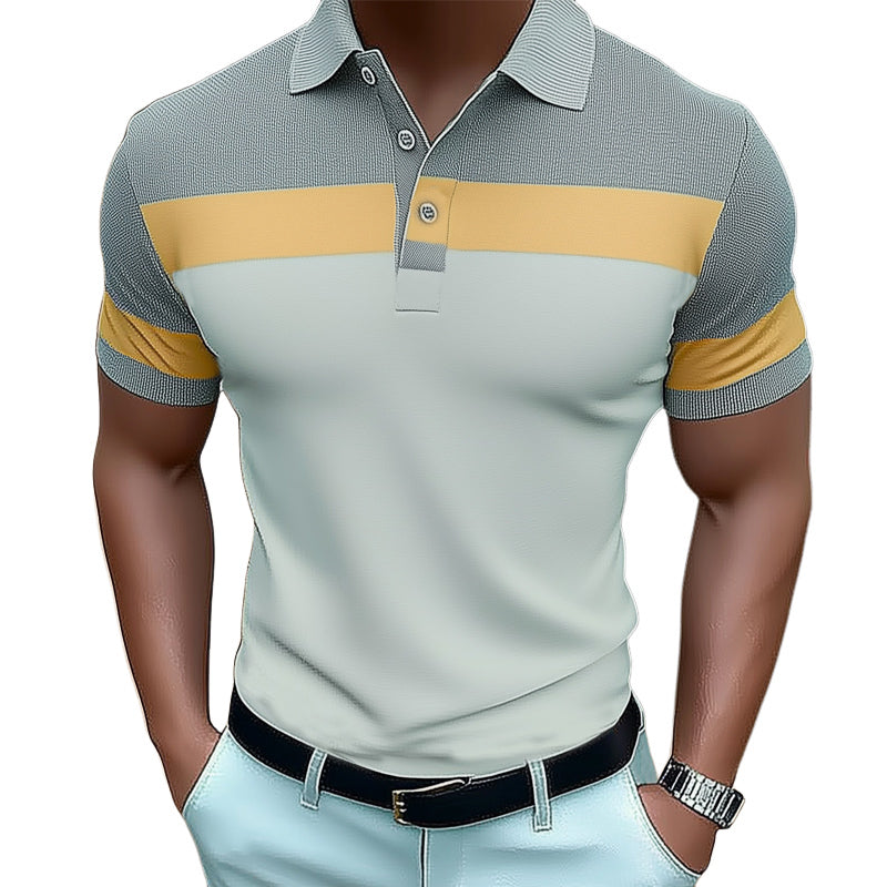 Men's Summer Business Color Blocked Polo Shirt MTA2781D0U