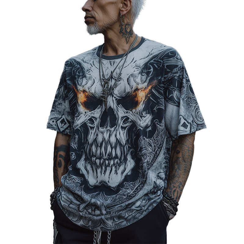 Men's Summer Fashion Street Print Polyester Blend Short-Sleeved T-Shirt MTA0385G2P
