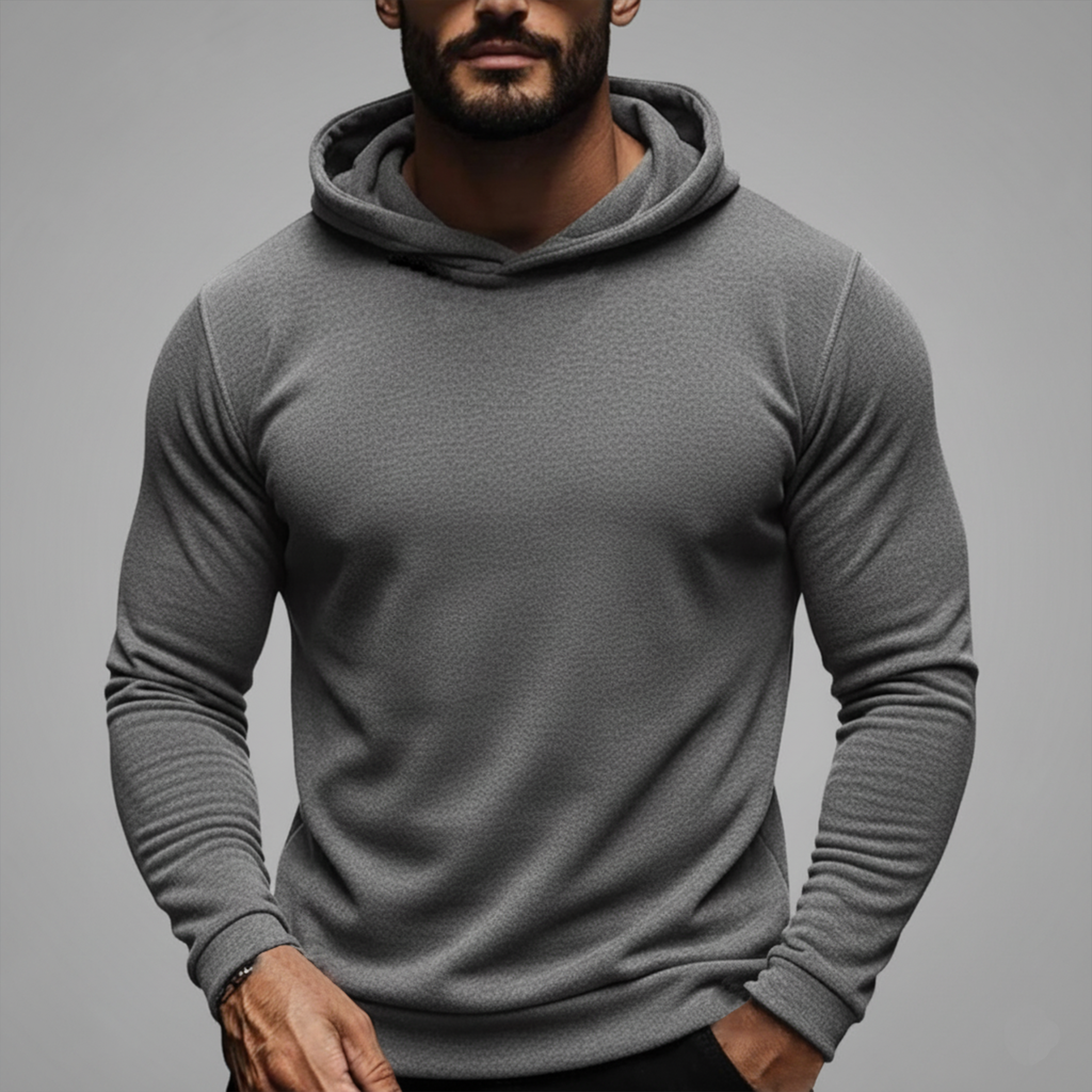 Men's Classic Casual Tough Guy Dralon Warm Skin-friendly Slim Hoodie MTA2323J2K