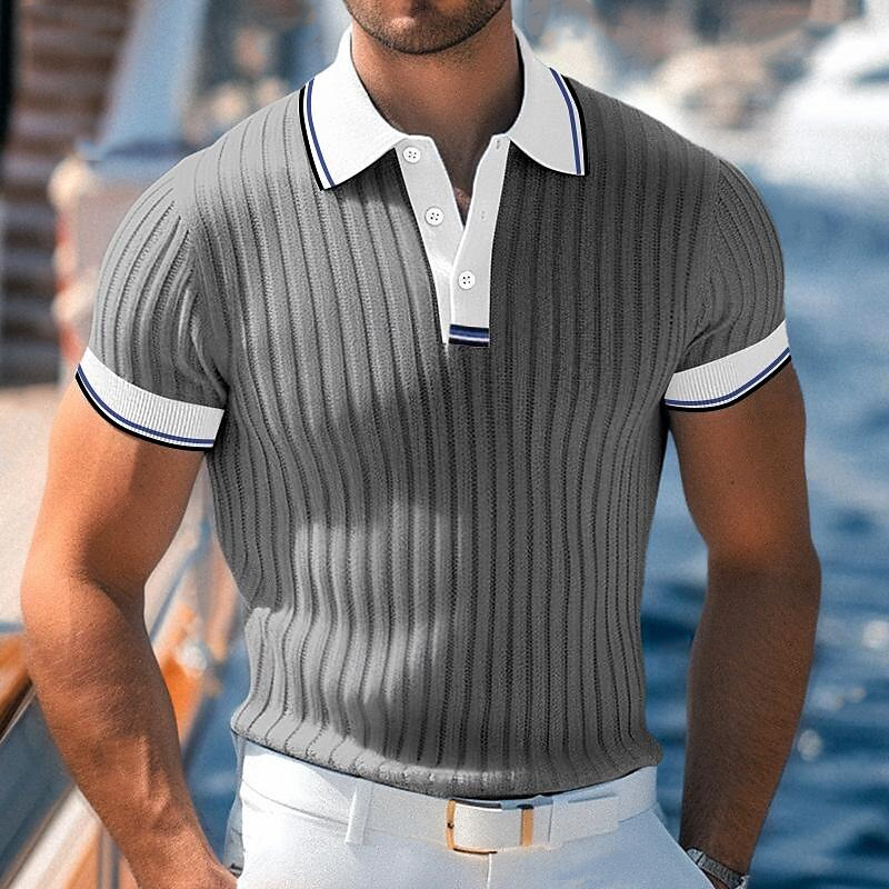 Men's Knitted Colorblock Short-sleeved POLO Shirt MTA2106G4X