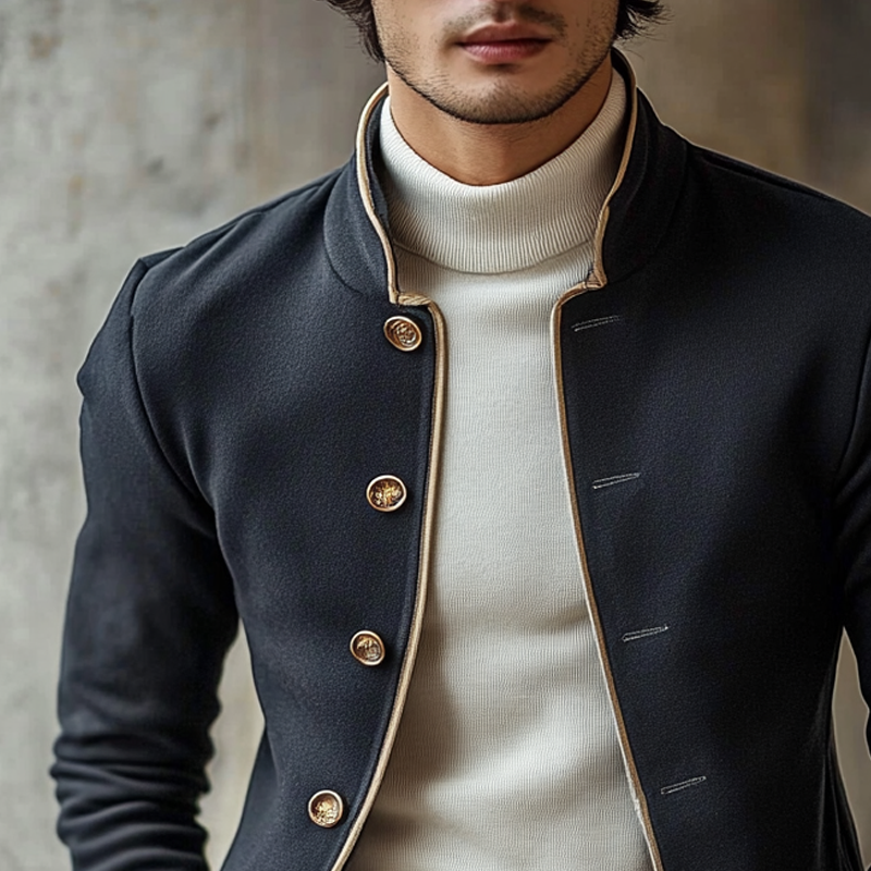 Men's Casual Stand Collar Single-breasted Jacket MTA3105G6X