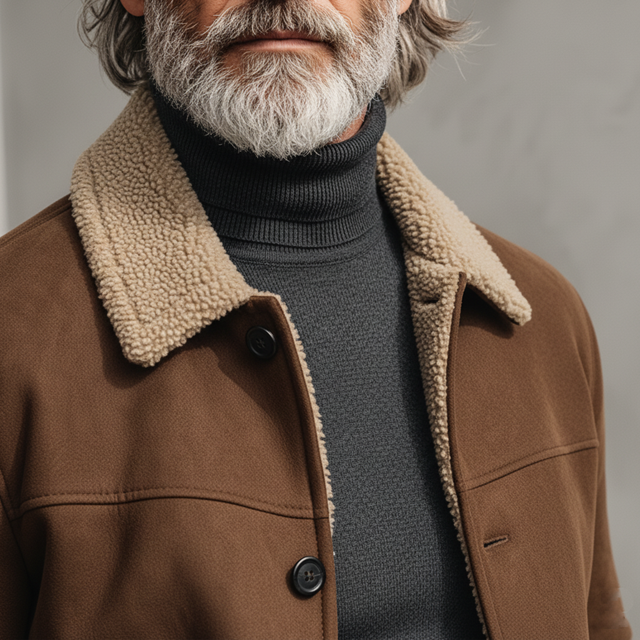 Men's Classic Light Business Fleece Lined And Collar Faux Suede Jacket MTA0344K7K